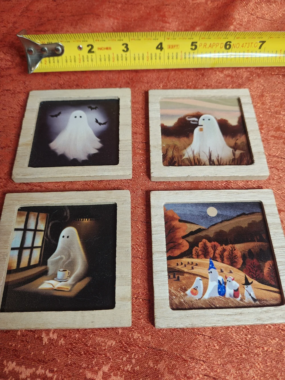 Wooden Framed Magnet Ghost Tiles - Decorative Small